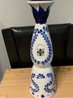 Blue and White Ceramic Decorative Accent Vase